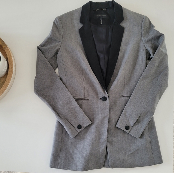 NWT RAG & BONE Dant Tux Wool Blazer Gray Size 0 - Picture 5 of 7